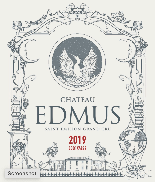 Château Edmus 2019 – New label New Château Edmus 2019 label, Saint-Émilion Grand Cru